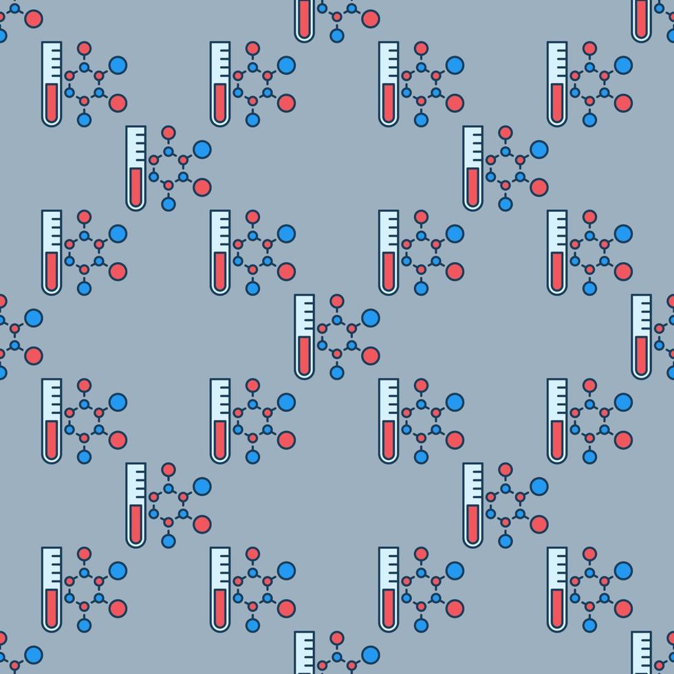 tubo de ensayo con fórmula química vector ciencia patrón sin costuras de color