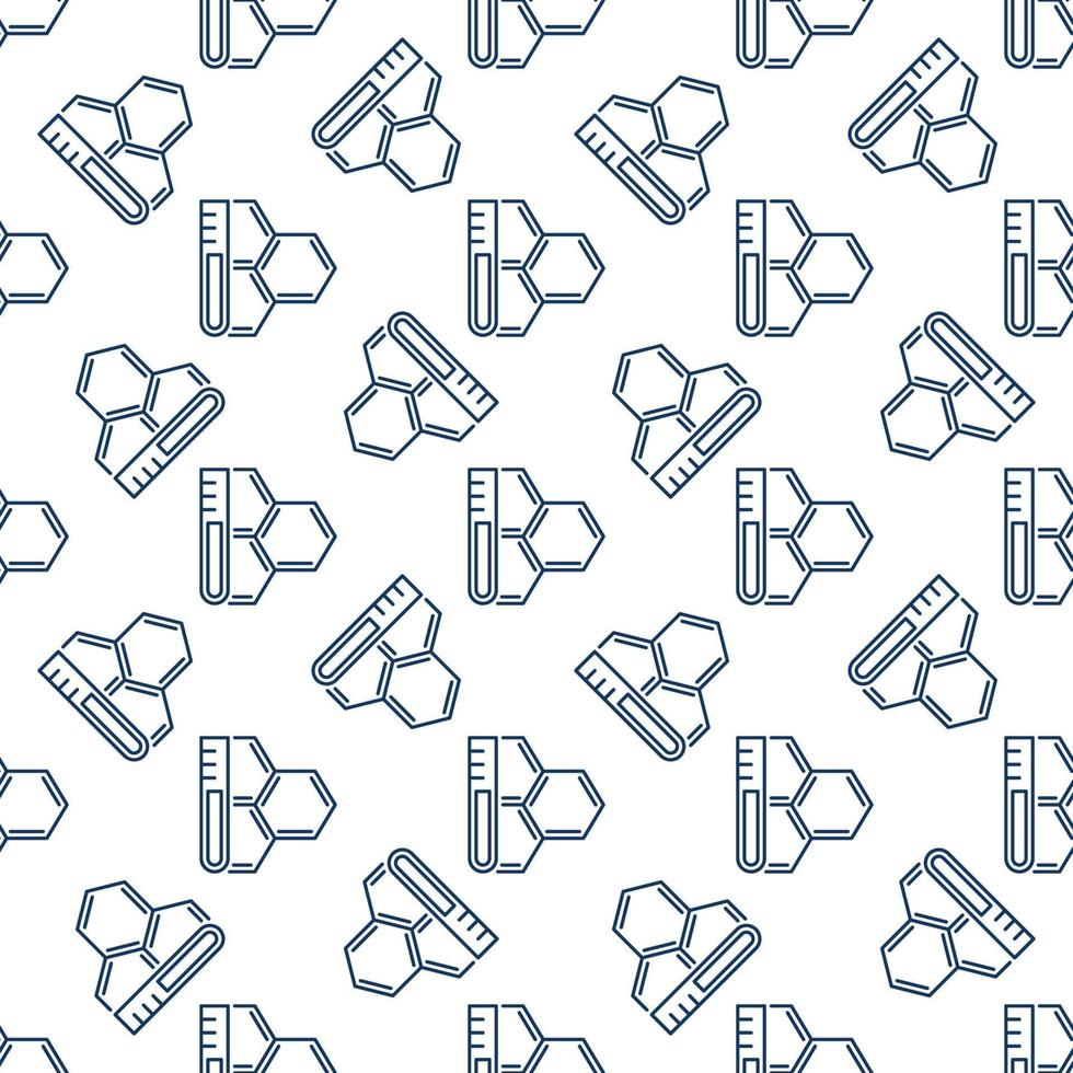 Test Tubes and Molecules vector Chemistry linear Seamless Pattern