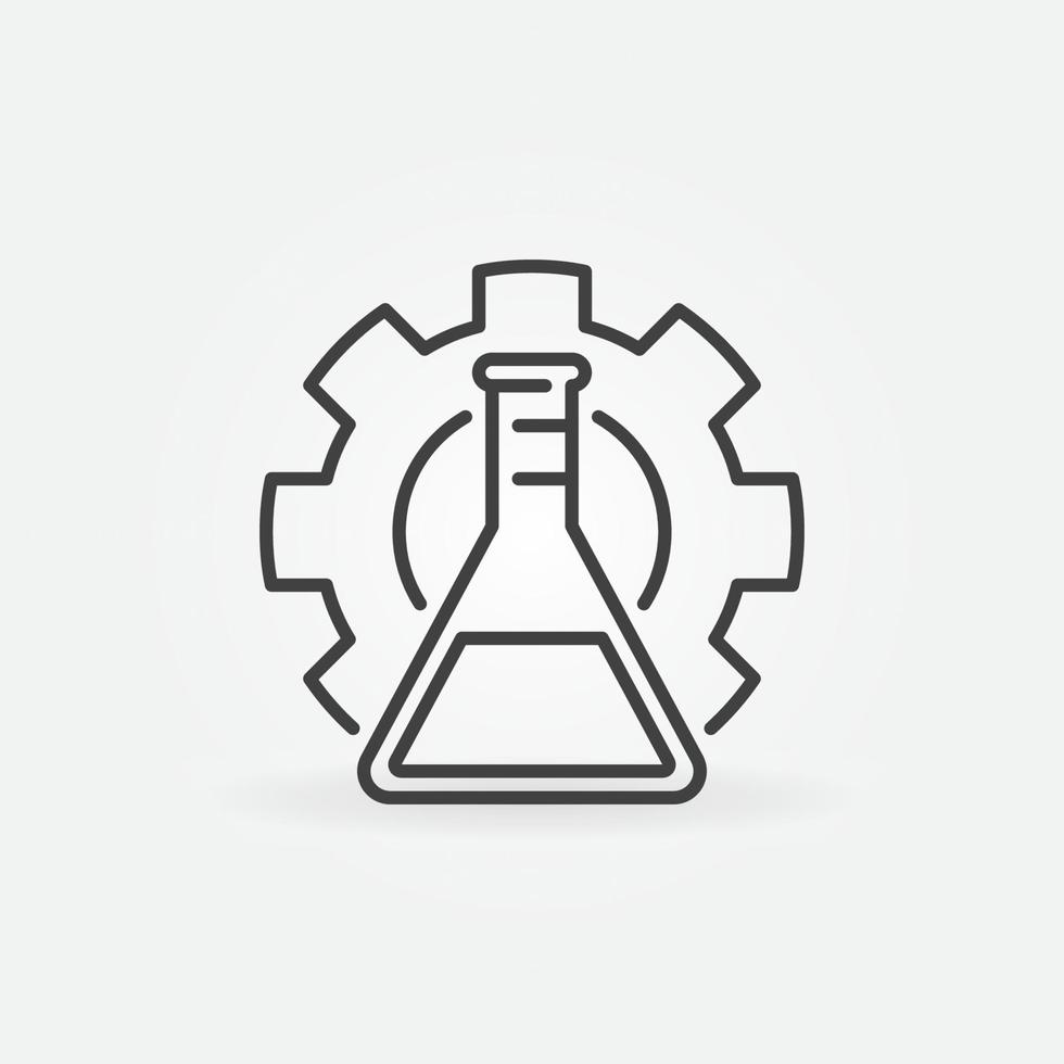 Flask inside Gear vector Science Lab concept line icon or symbol