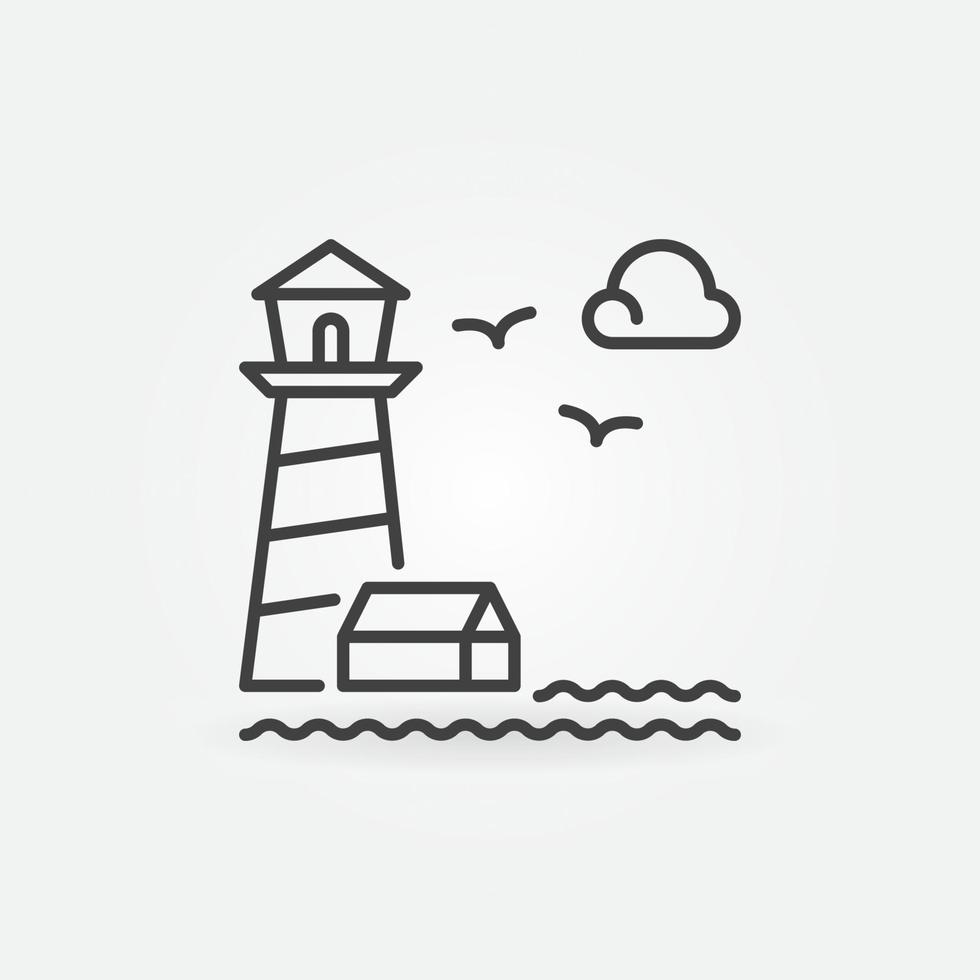 Lighthouse with House and Clouds vector concept outline icon