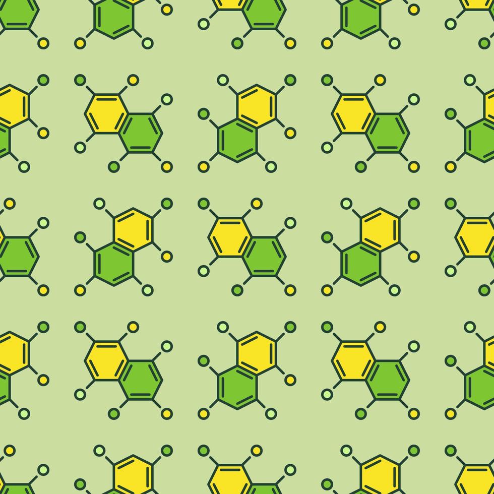 Green Hexagonal Chemical Compounds vector Modern Seamless Pattern