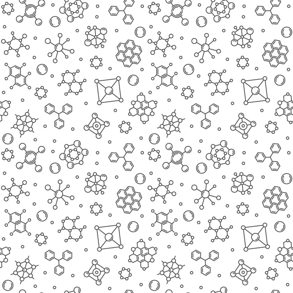 Chemical Molecules and circles vector Chemistry Linear Seamless Pattern