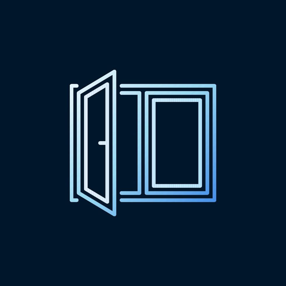 Open Window linear vector concept blue icon or logo