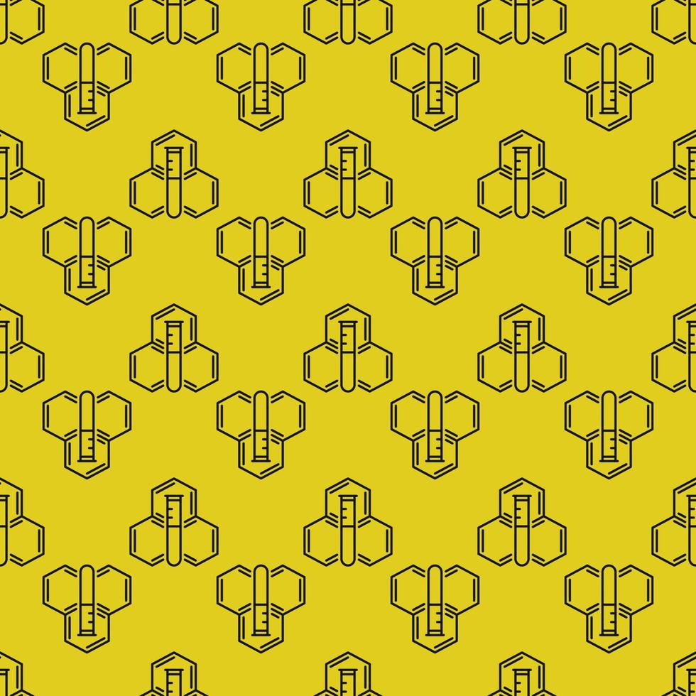 Chemical Compound with Test Tube vector Science yellow Seamless Pattern