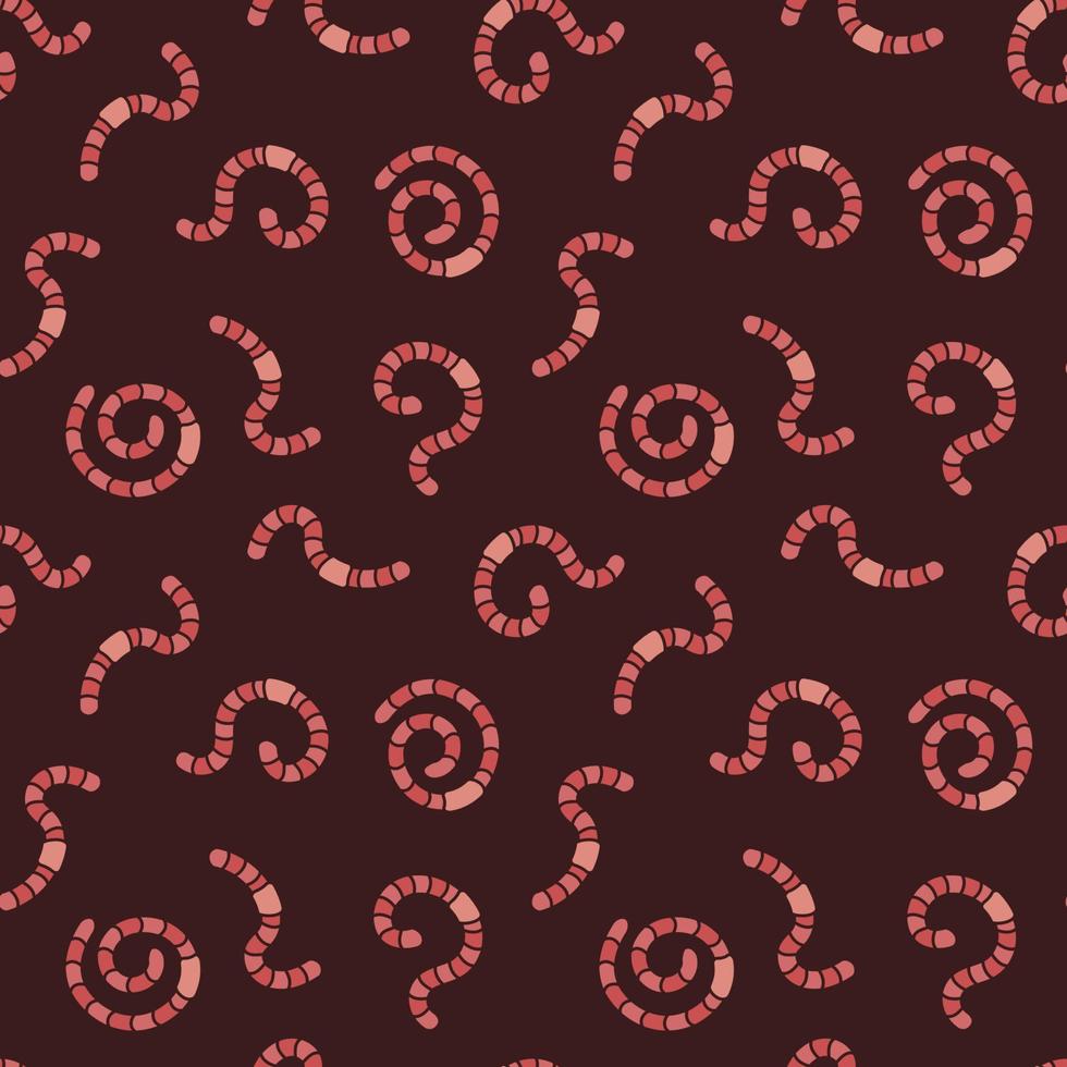 Vector Worms concept colorful seamless pattern with Earthworms