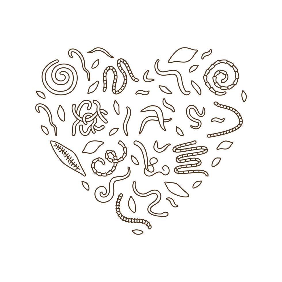 Helminths Heart outline Banner - Intestinal Worms vector illustration
