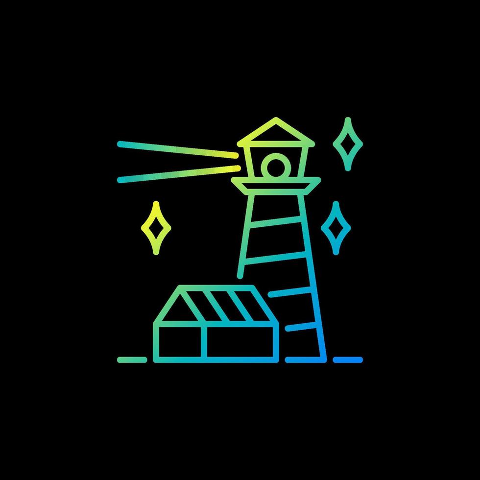 Lighthouse in the Night with Stars vector concept colorful line icon