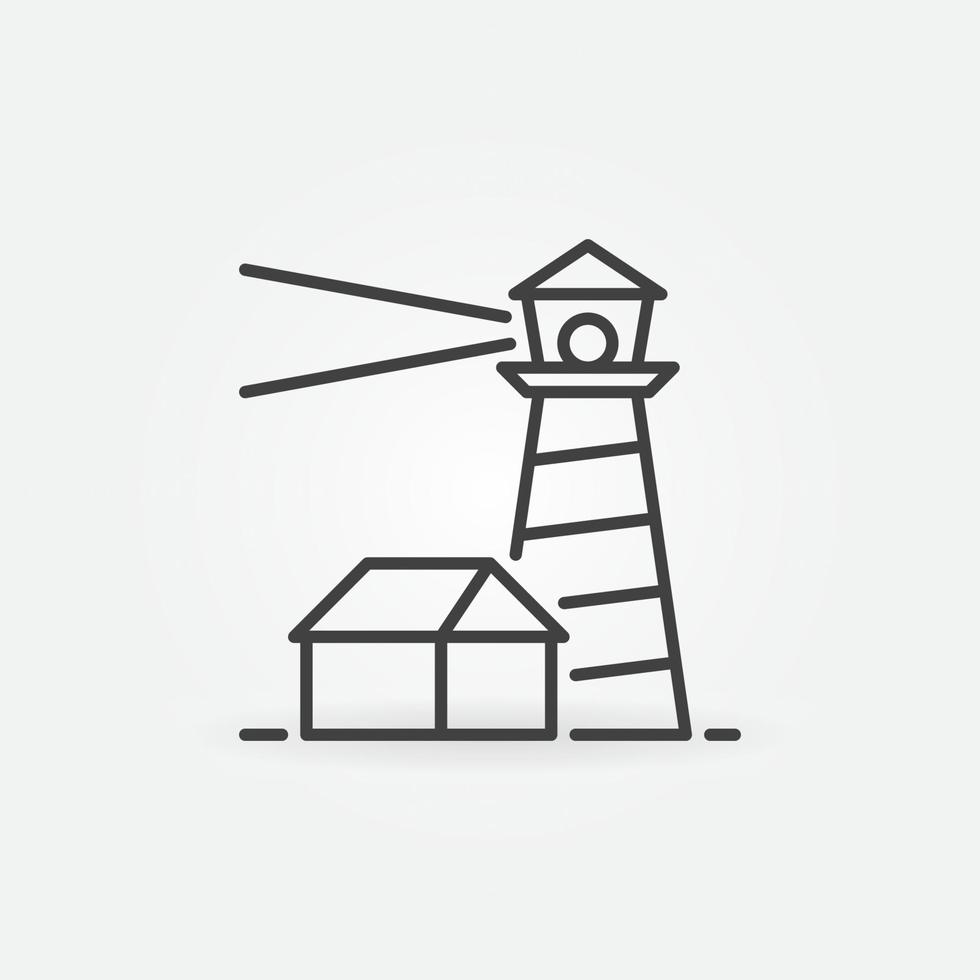 Lighthouse with Small House vector outline concept icon