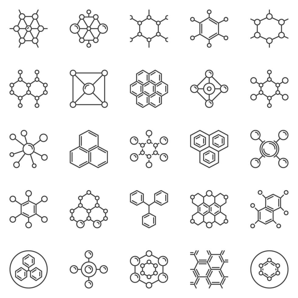 conjunto de iconos de esquema de fórmula química - símbolos de vector de molécula