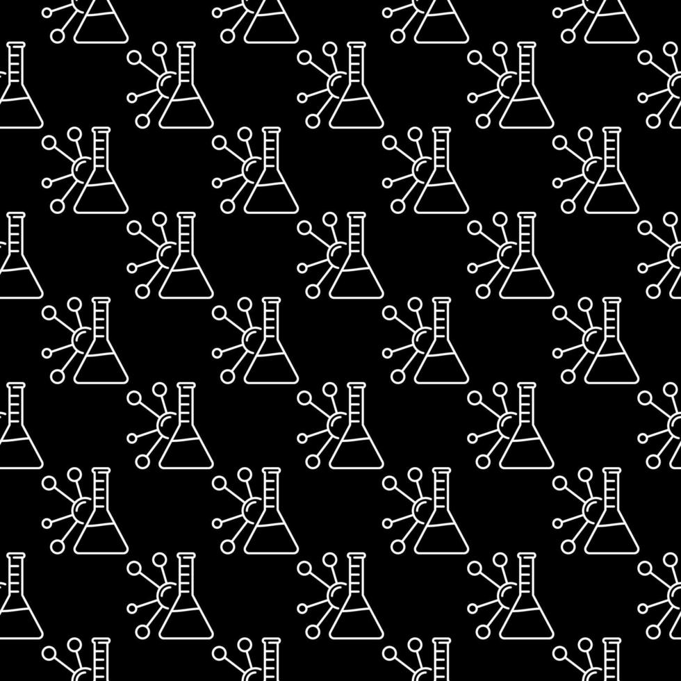 molécula y química matraz línea delgada ciencia concepto patrón sin costuras vector