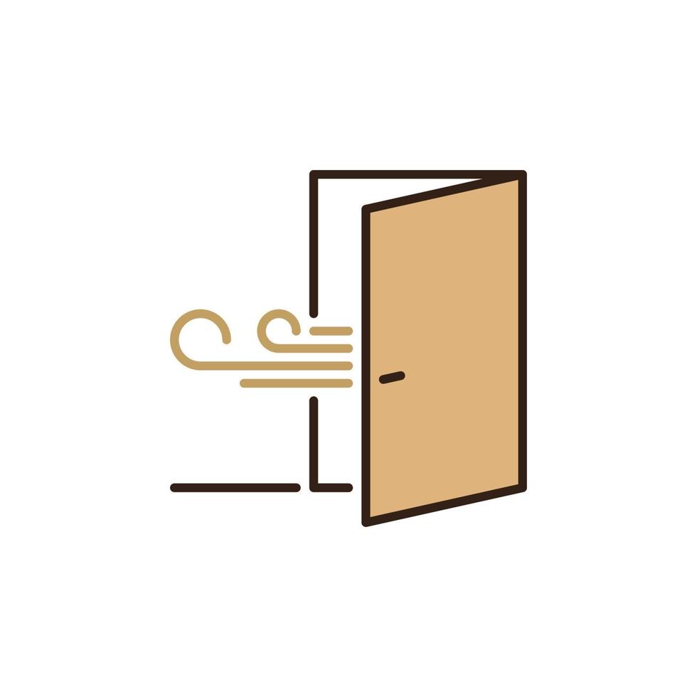 Fresh Air from Open Door vector concept colored icon or sign