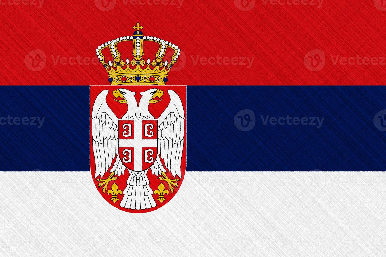 bandera serbia sobre un fondo texturizado. collage de conceptos foto