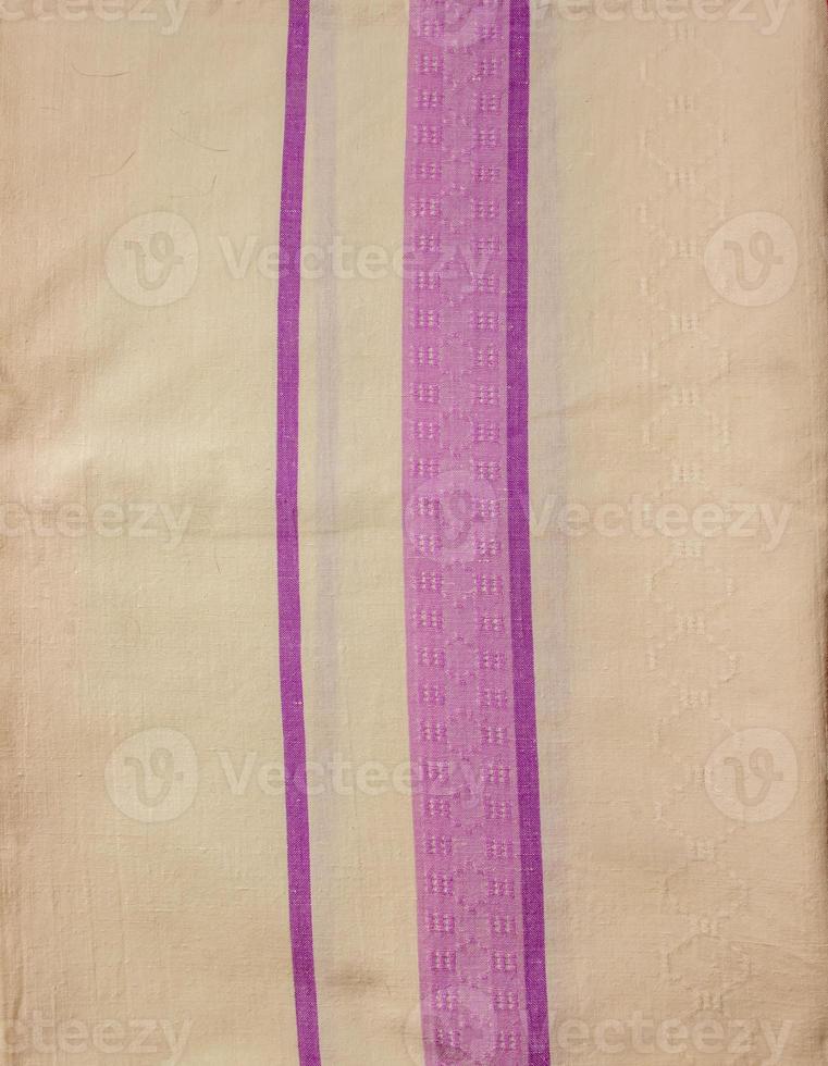 Closeup detail of multi color fabric texture samples. photo