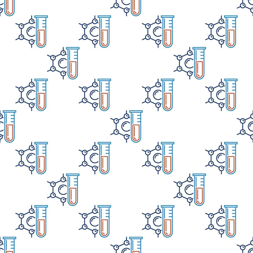 Chemical Compound with Test-Tube vector line modern Seamless Pattern