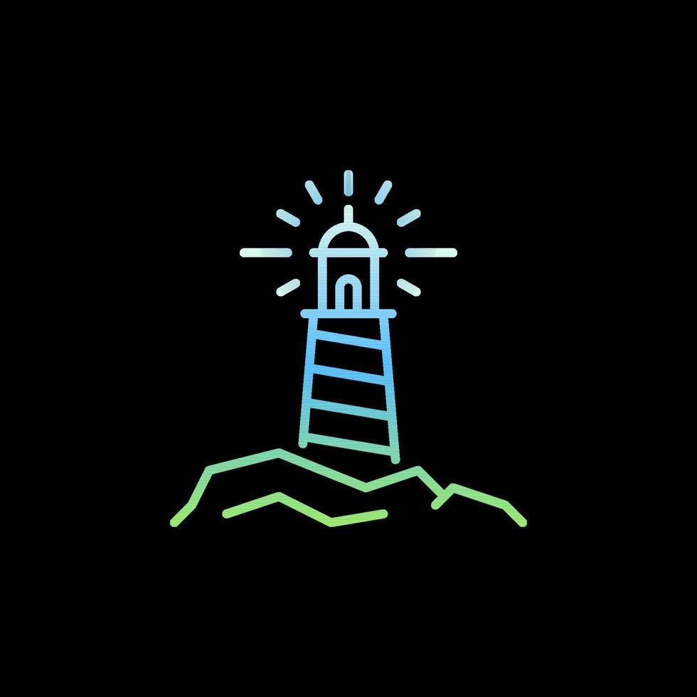 Lighthouse on the Rocks vector concept colorful line icon or sign