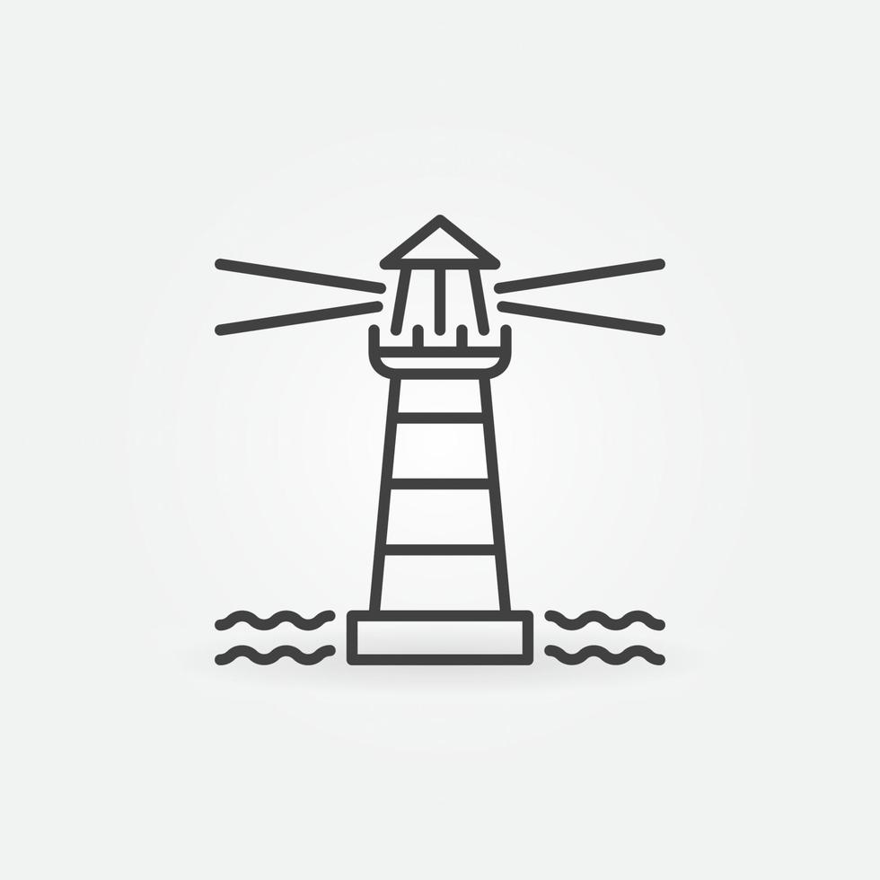 Lighthouse with Light in Sea vector concept thin line icon