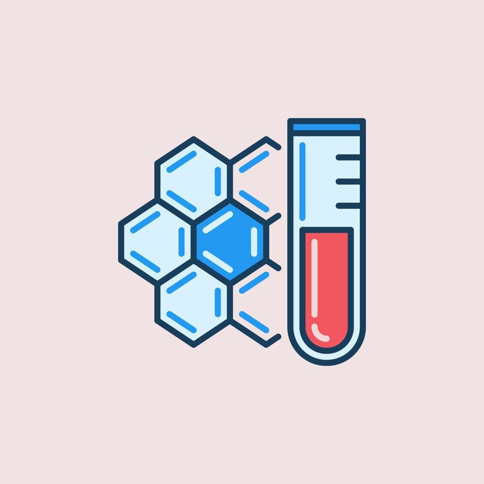 tubo de muestra y concepto de molécula icono o símbolo de vector de color