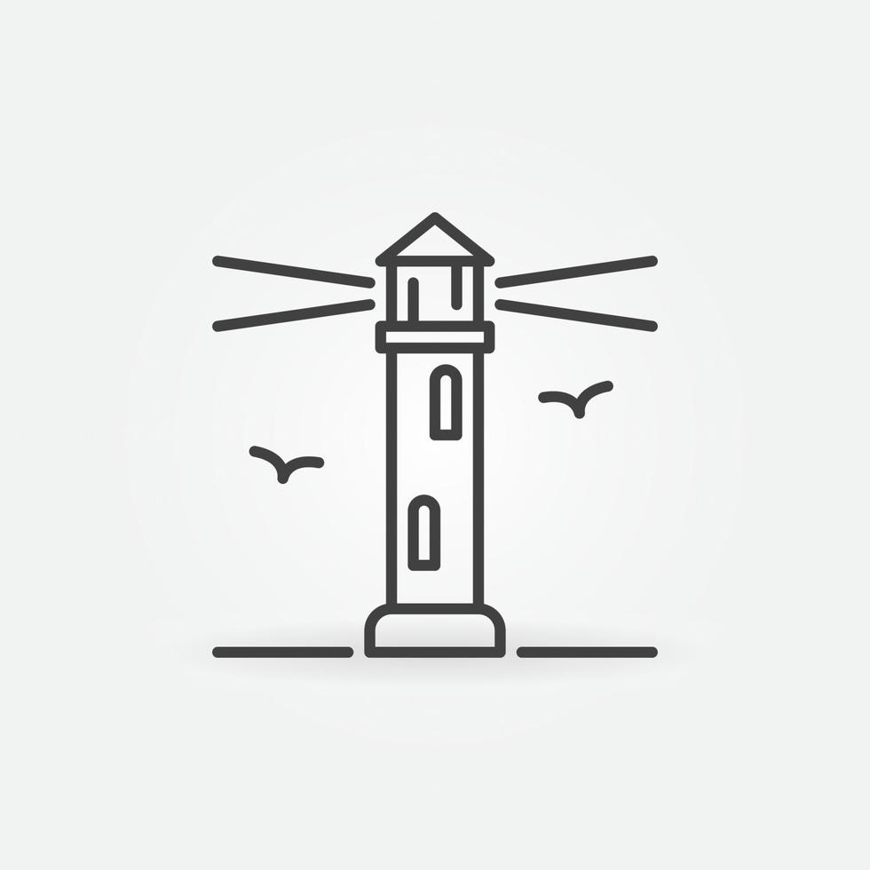 Lighthouse and Two Seagulls vector line concept icon