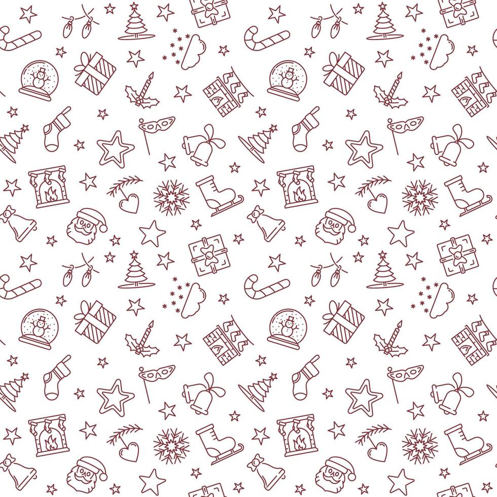 Xmas Wrapping Paper concept outline simple seamless pattern vector