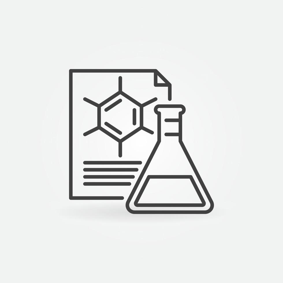 Chemical Documents with Flask vector Lab Results thin line icon
