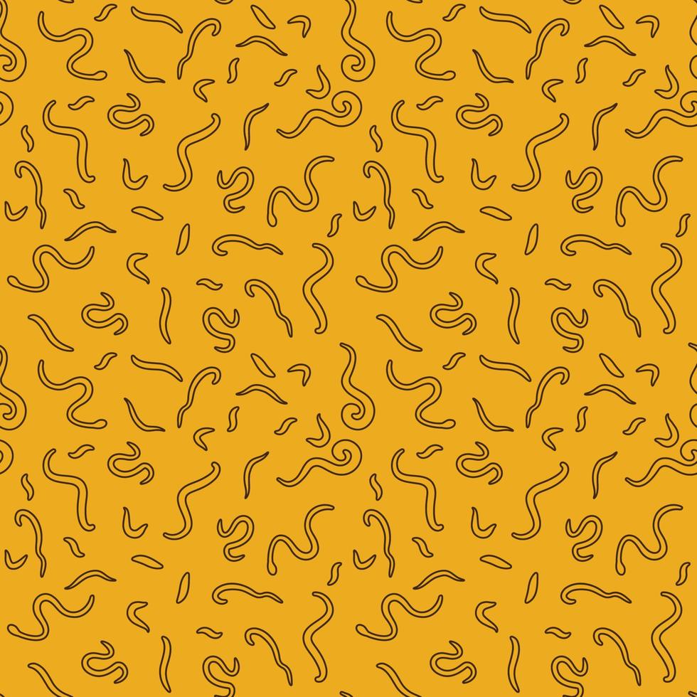 Parasitic Worms or Helminths vector outline seamless Pattern