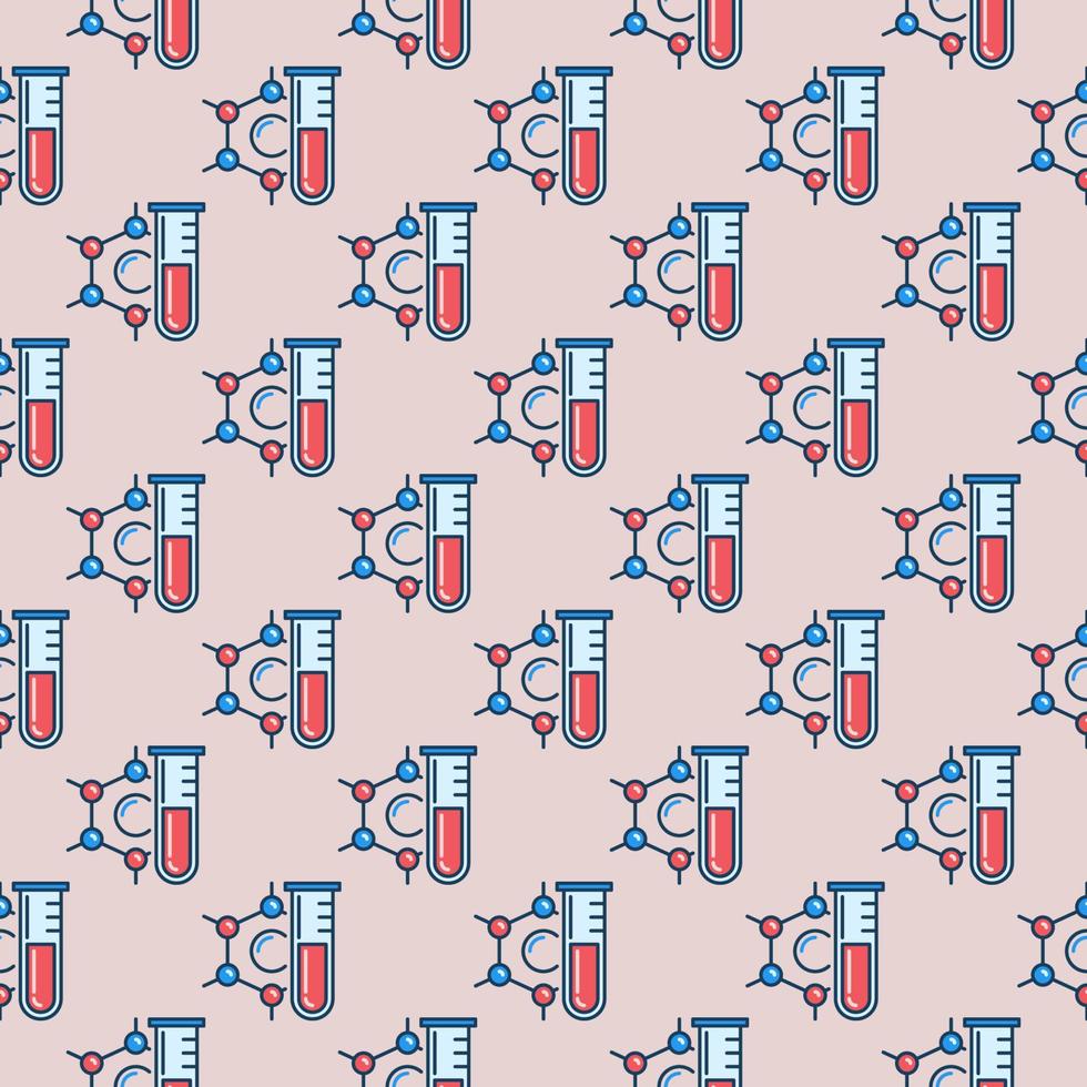 Chemical Compound with Test Tube linear vector creative Seamless Pattern