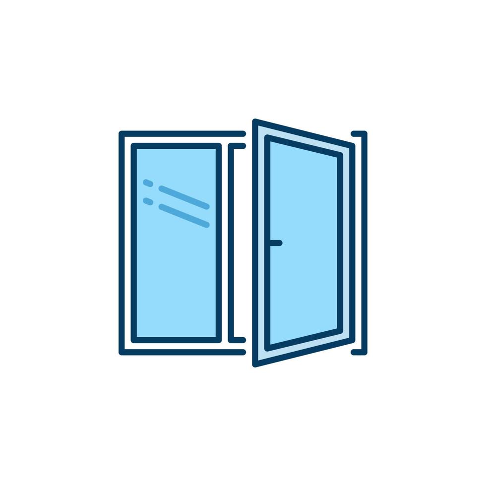 House Open Window vector concept blue icon or sign