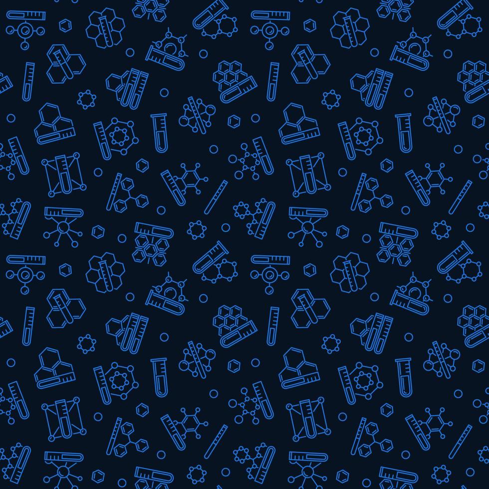 Seamless Pattern with Test Tubes and Chemical Formulas - Vector Chemistry Background