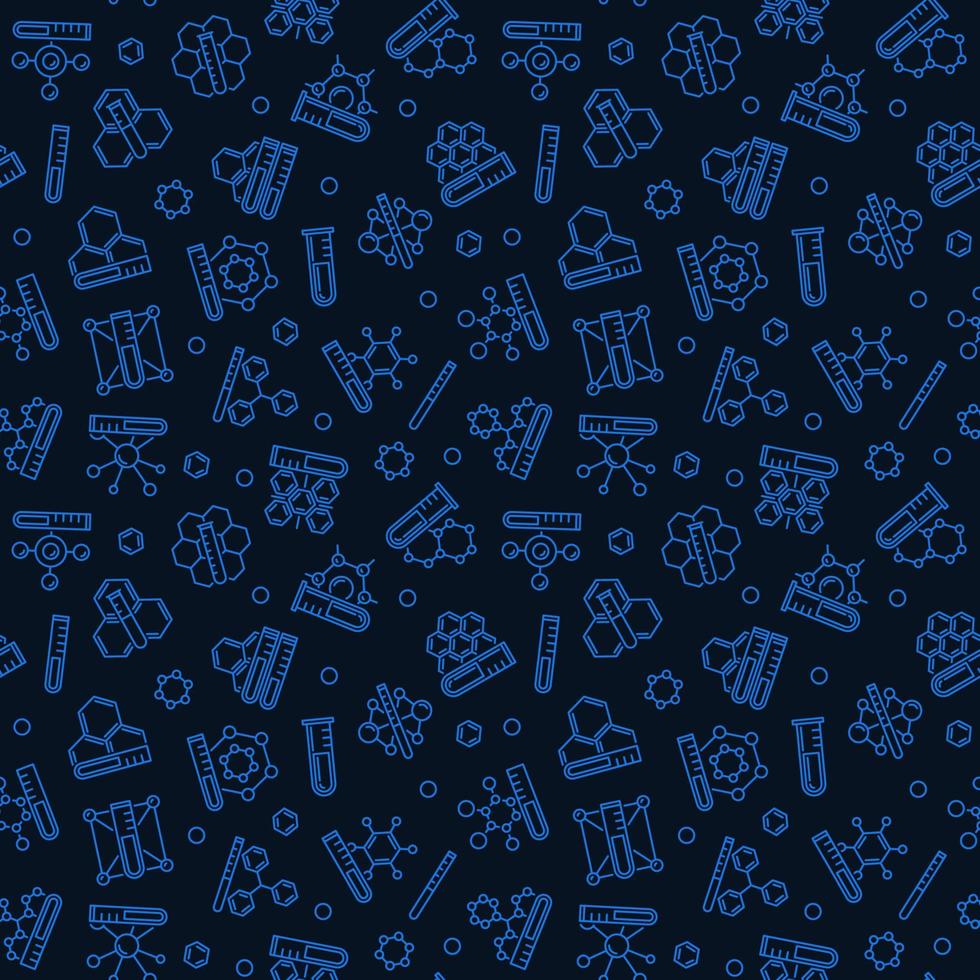 Seamless Pattern with Test Tubes and Chemical Formulas - Vector Chemistry Background