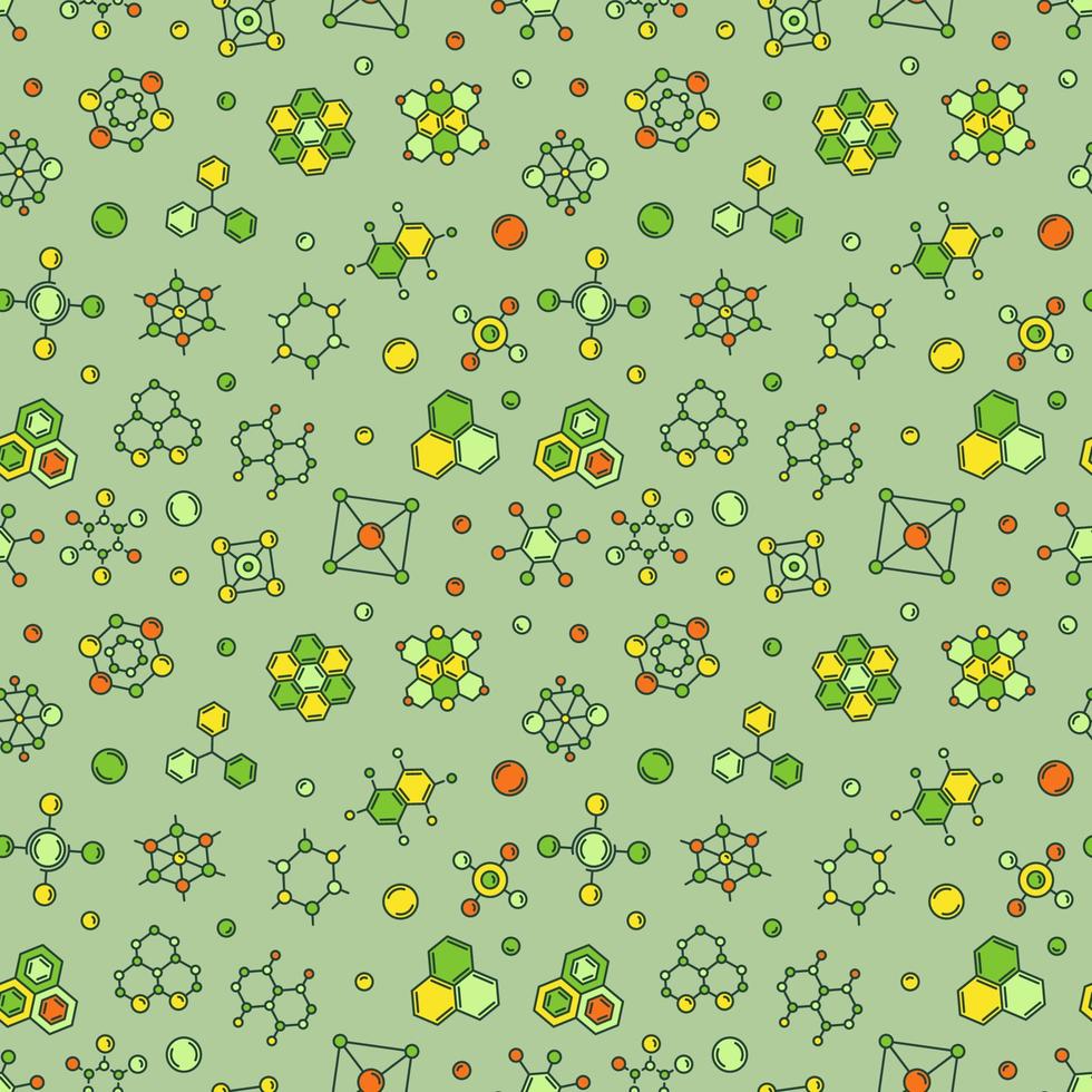 Vector Concept Green Seamless Pattern with Chemical Formulas