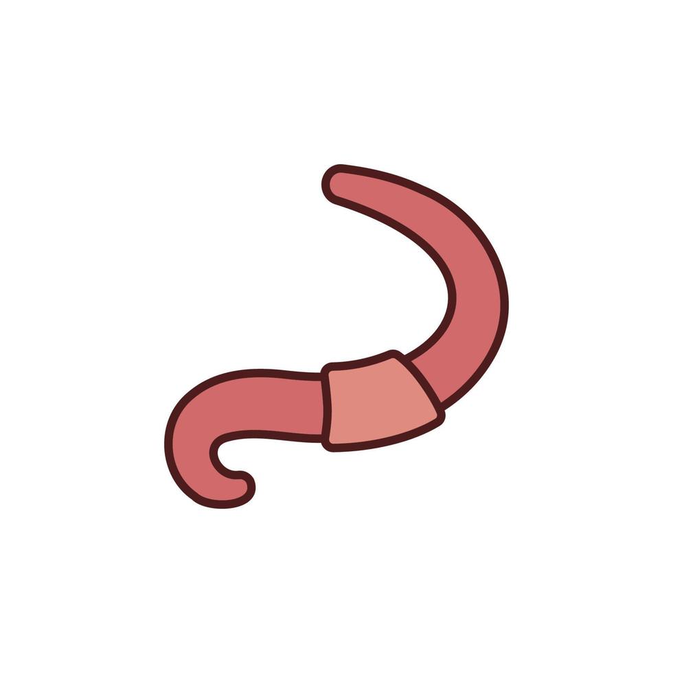 Earthworm vector concept red icon or symbol on white background