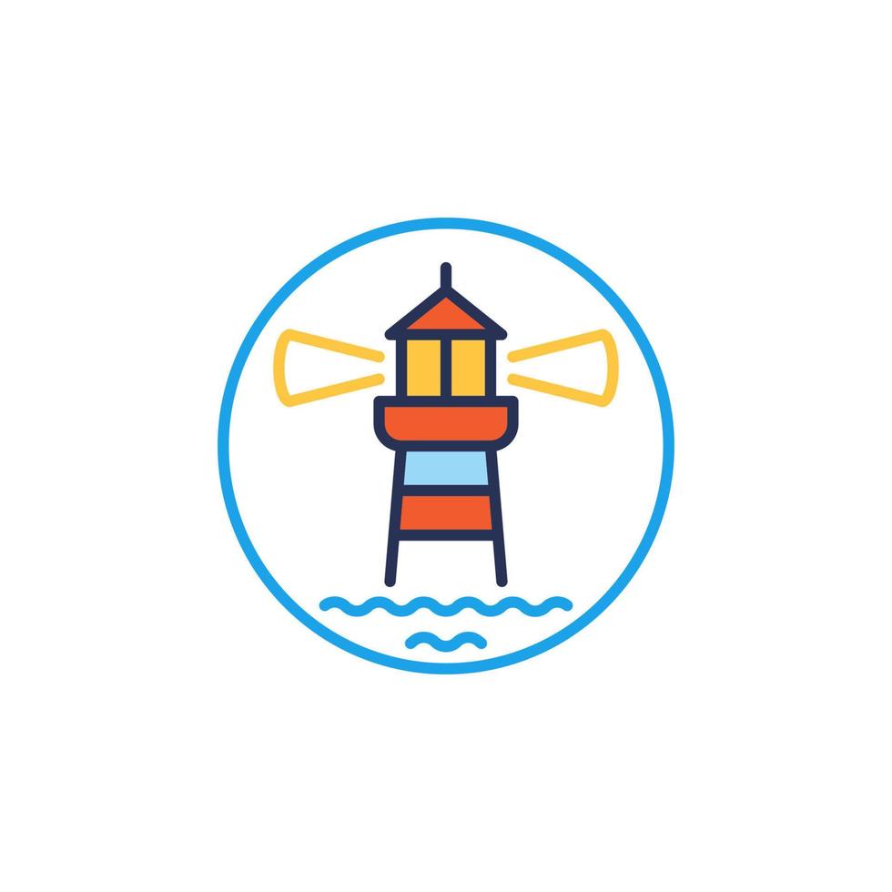 Lighthouse with Waves vector concept colored circle-shaped icon