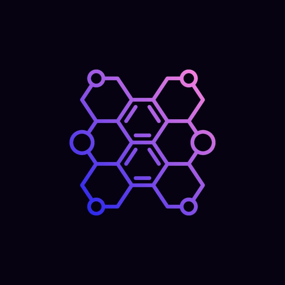 estructura hexagonal molecular vector icono púrpura lineal abstracto