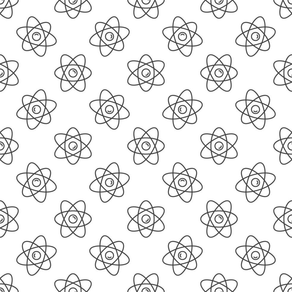 Atom Seamless Pattern vector physics and Chemistry concept line background