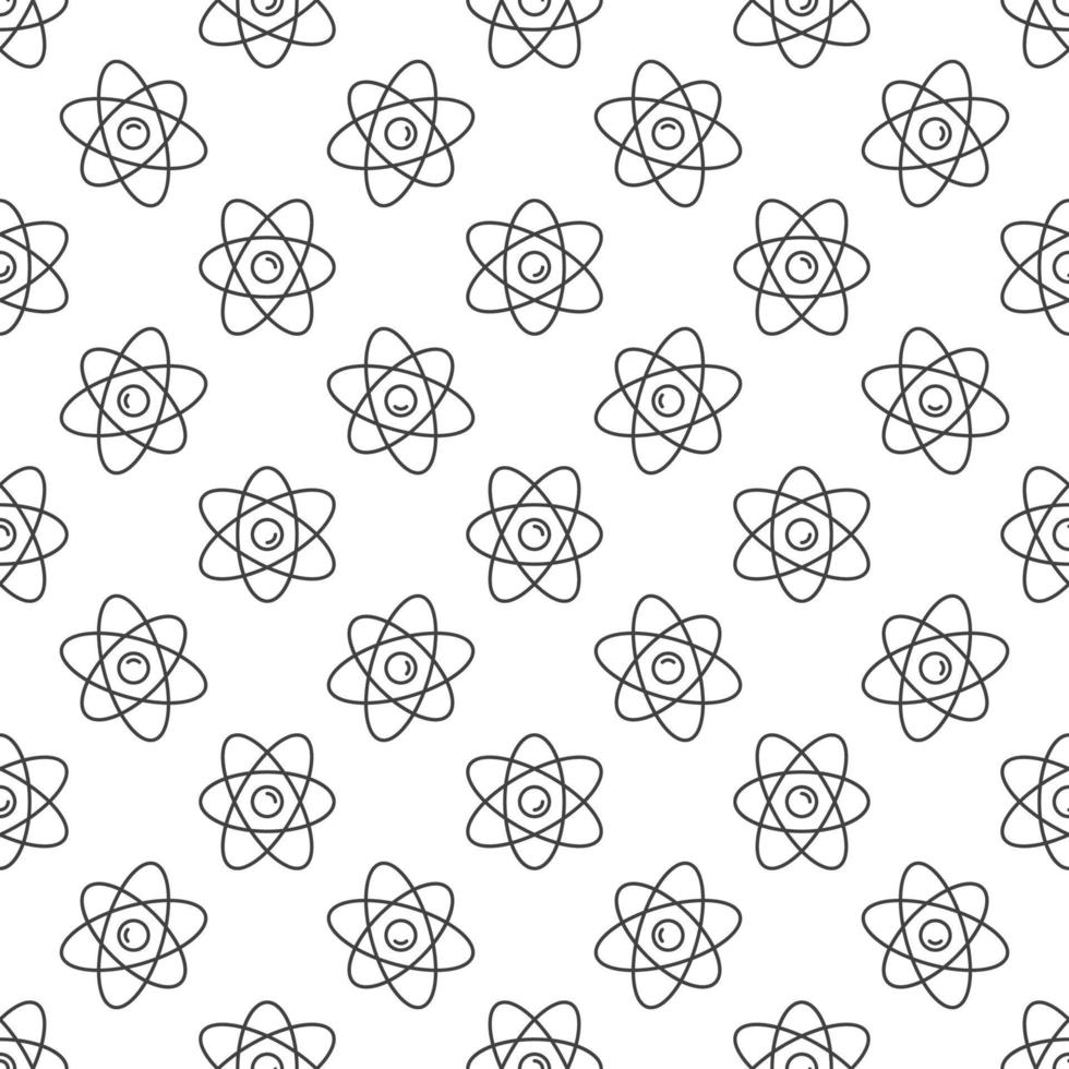 Atom Seamless Pattern vector physics and Chemistry concept line background