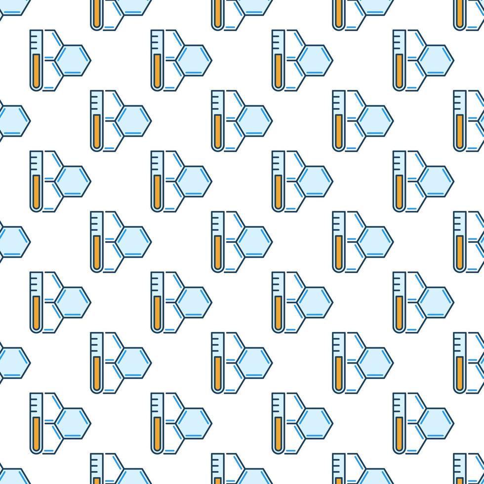 Chemistry concept colored Seamless Pattern with Test Tube and Hexagonal Formula vector
