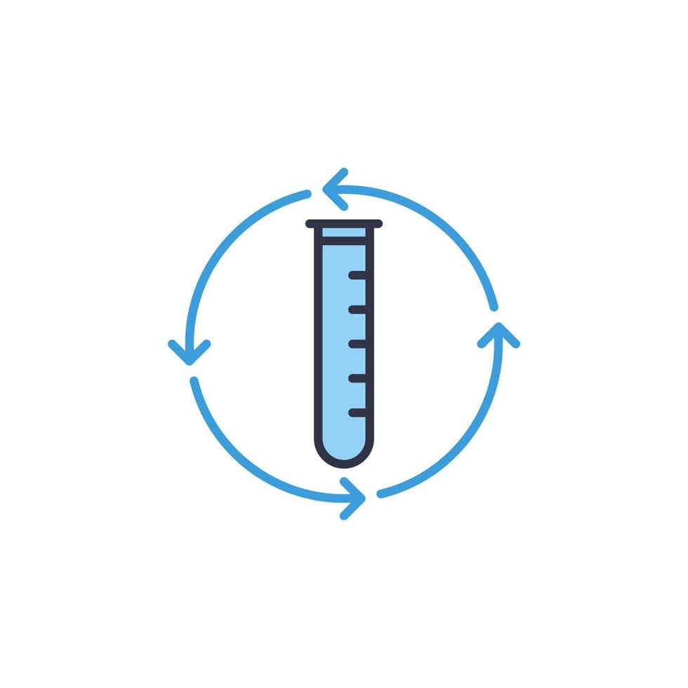 Test Tube inside Round Arrows vector concept blue icon