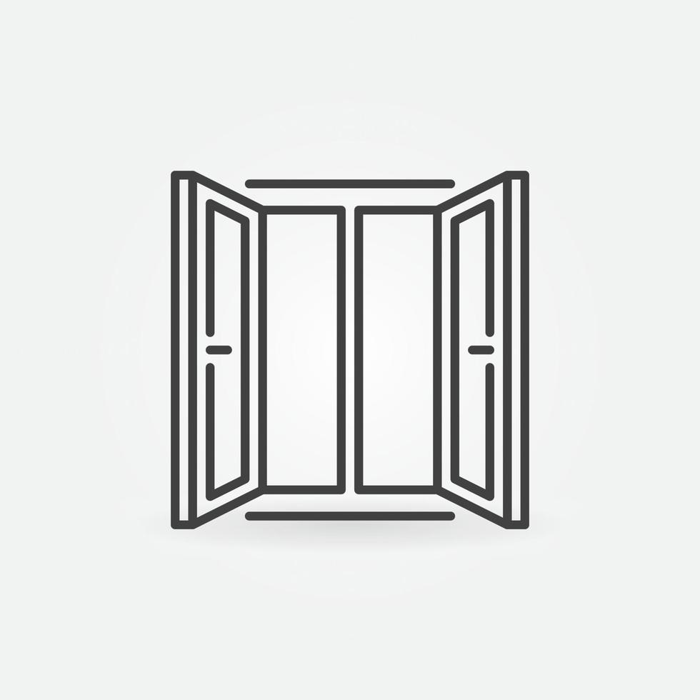 Wide Open Window vector thin line concept icon