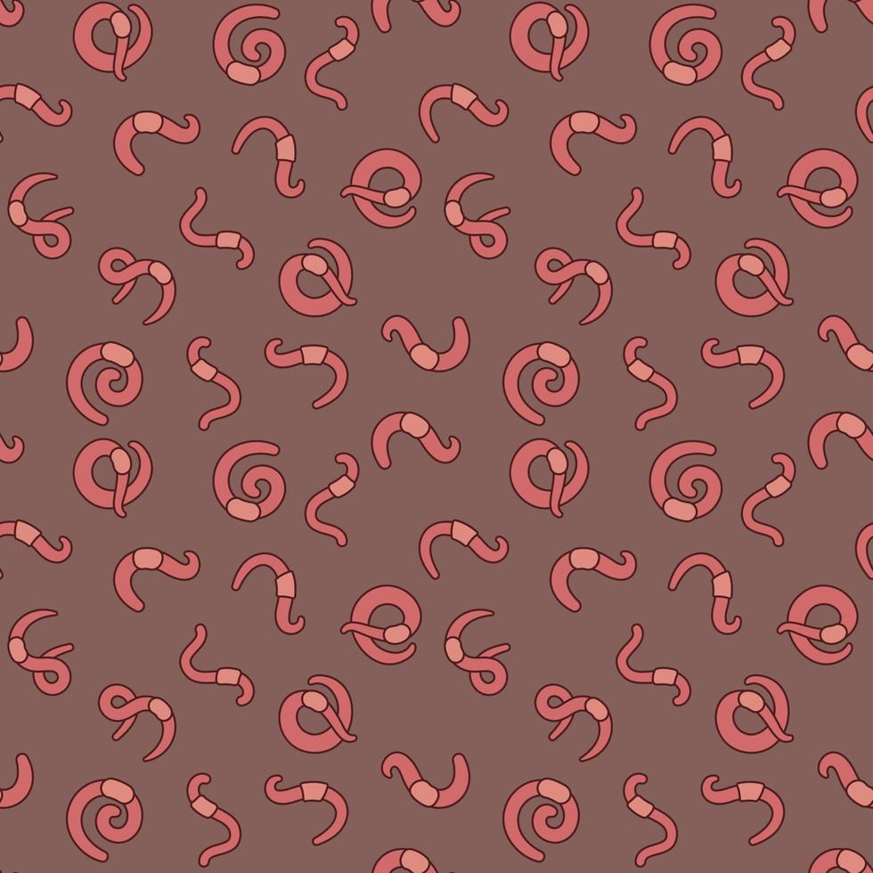 Rainworms vector colored seamless background. Pattern with Red Worms