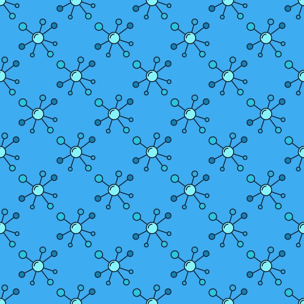 Abstract Chemistry Molecules vector Science Blue Seamless Pattern