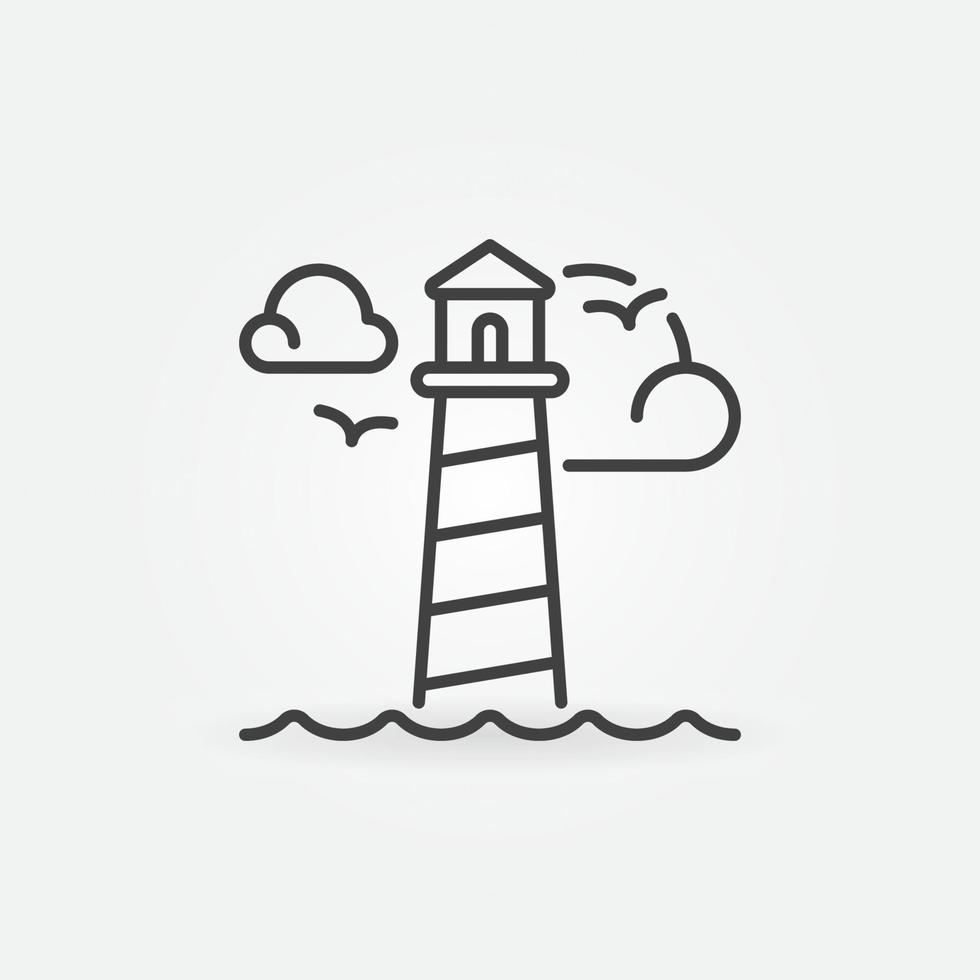 Clouds and Lighthouse thin line vector concept icon or sign