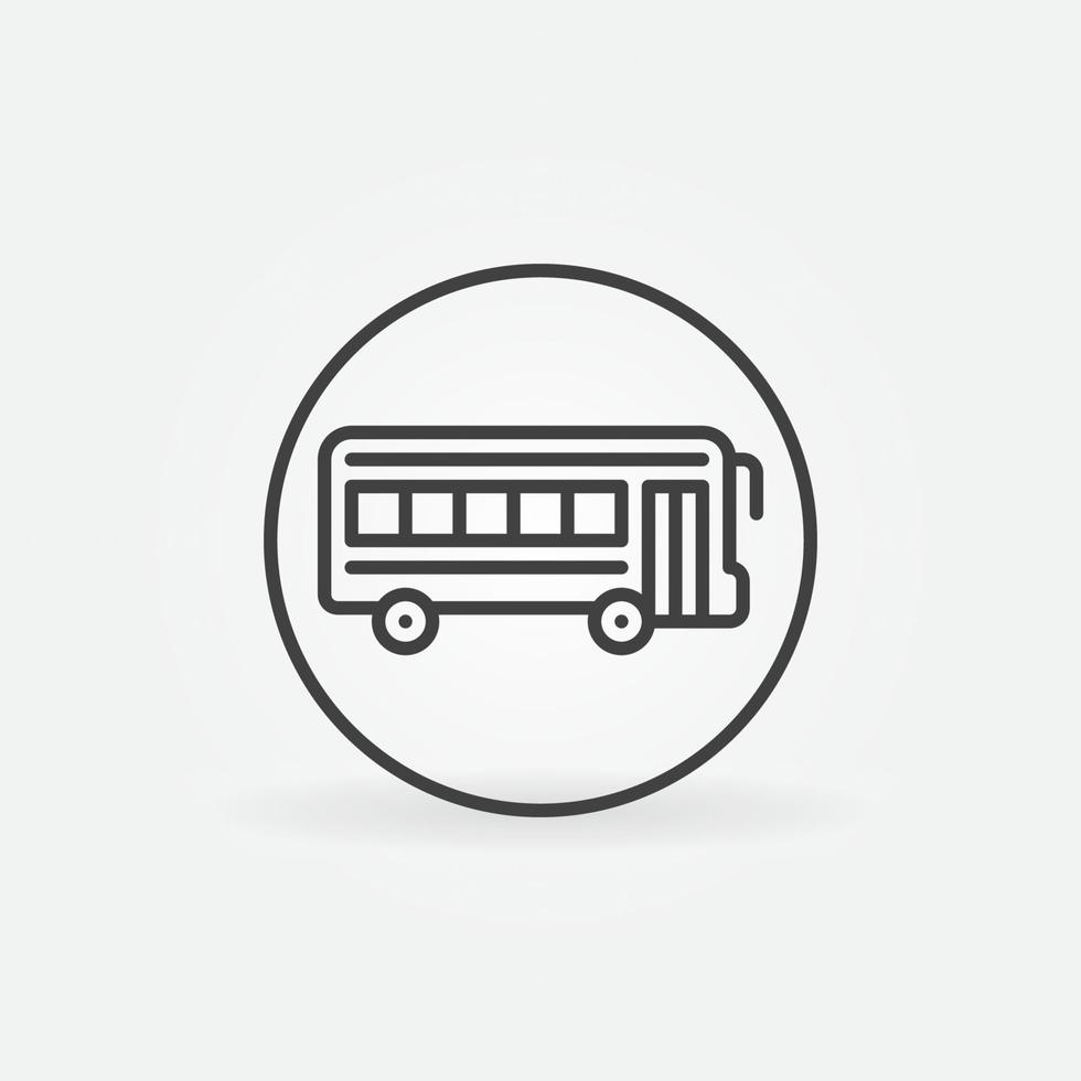 School Bus inside Circle vector concept line icon. Side View