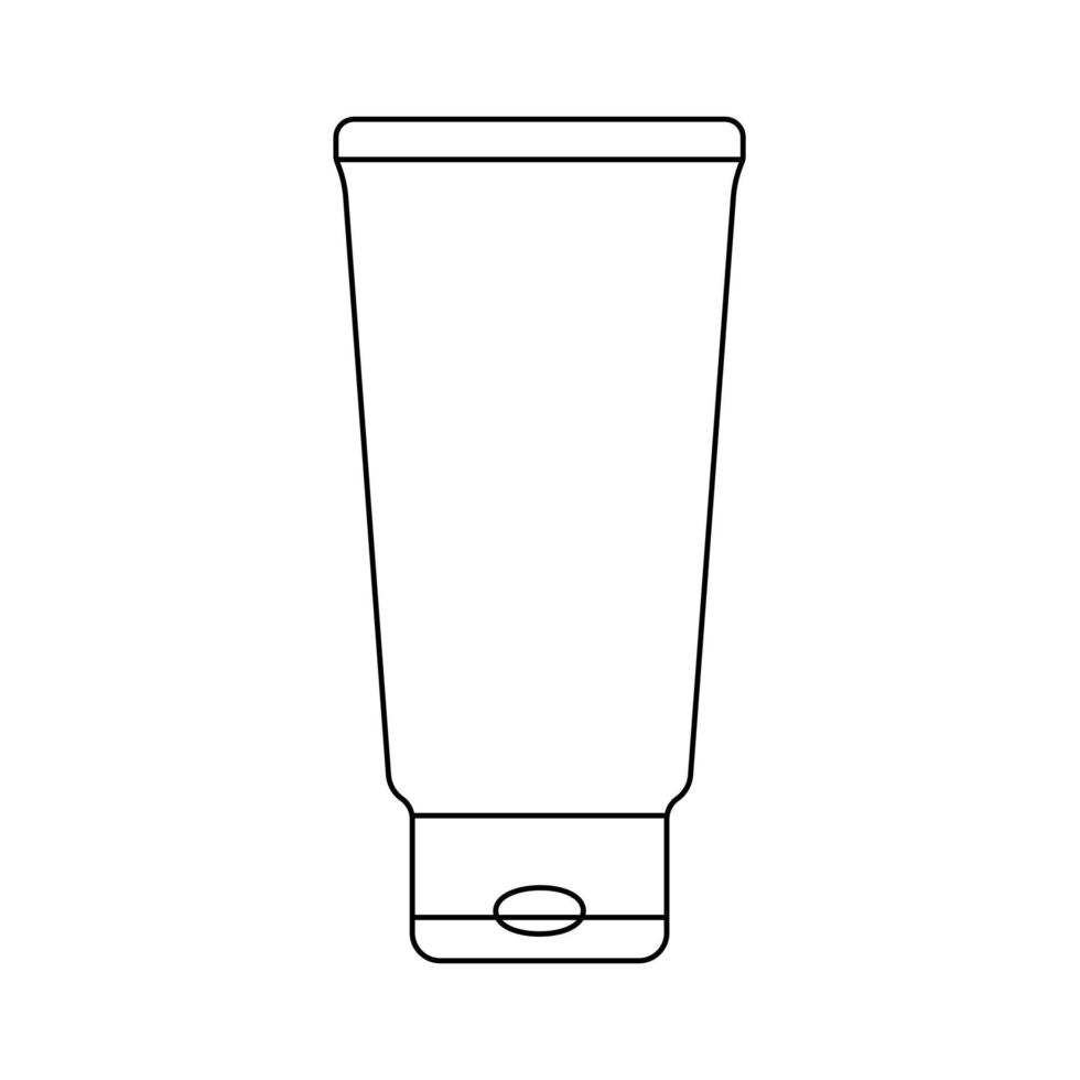 Simple outline cosmetic tube in minimalistic style, container icon for Cream, Lotion, Shampoo, Soap, Foam, Shower Gel, Conditioner for design. Isolated on white background vector
