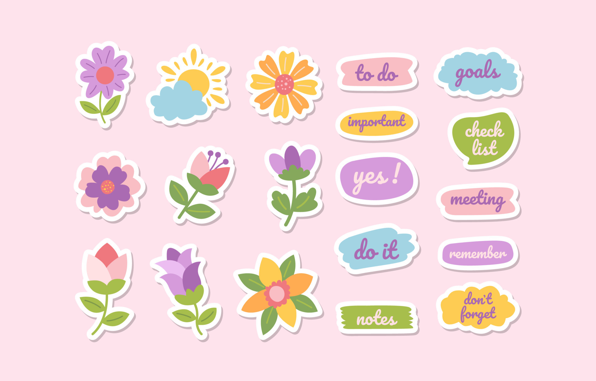 Colorful Spring Journal Sticker Collection 15772689 Vector Art at Vecteezy