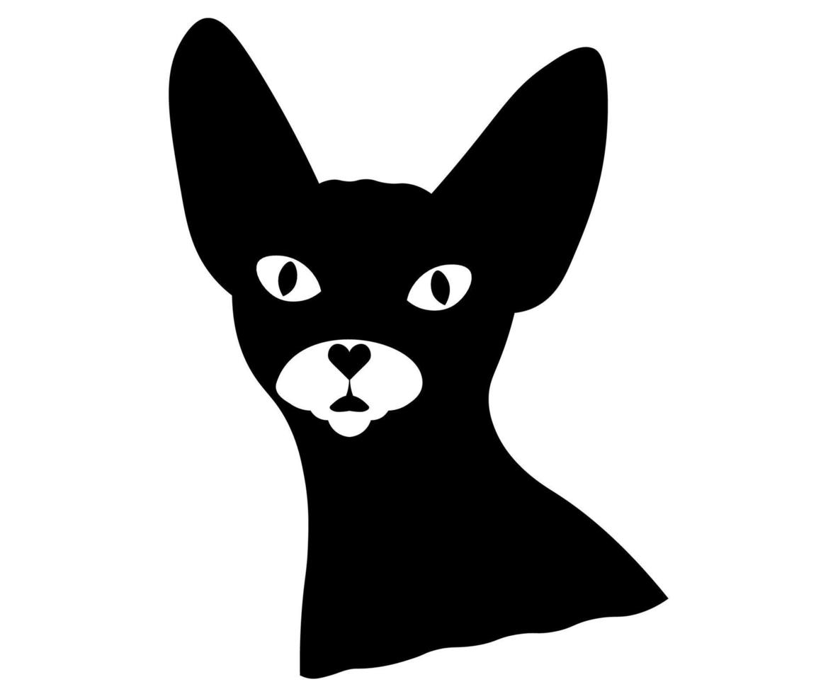 gato esfinge monocromo blanco y negro, logo vector