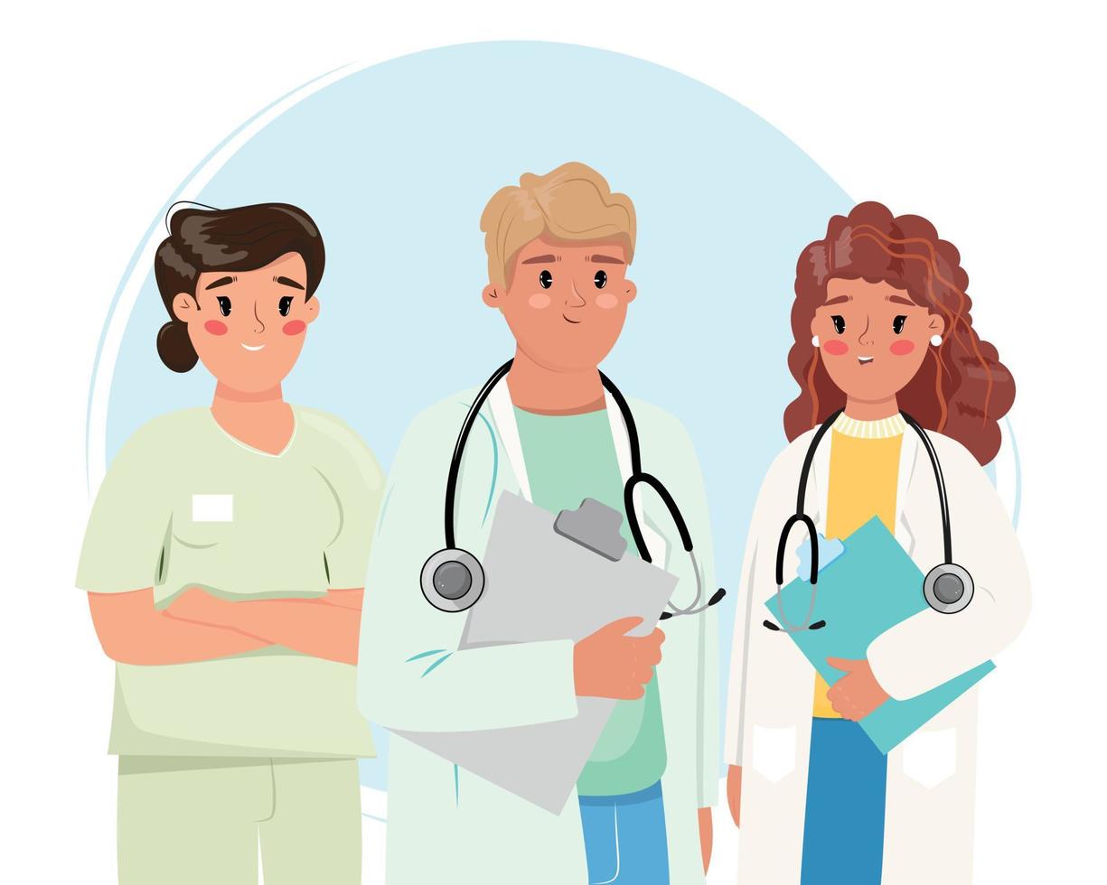 Illustration of the group of medical workers. Health professional team concept illustration. vector