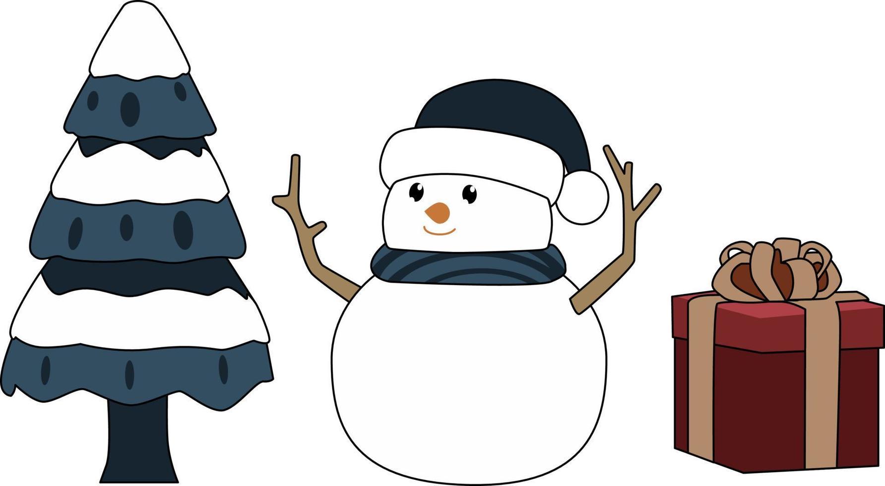 vector christmas clip art set drawing snowman illustration