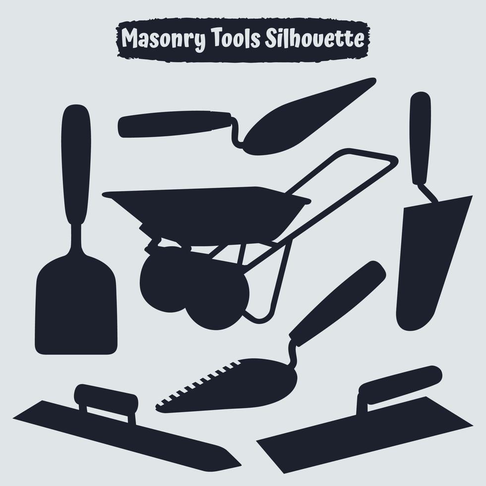 Masonry Tools Silhouettes vector