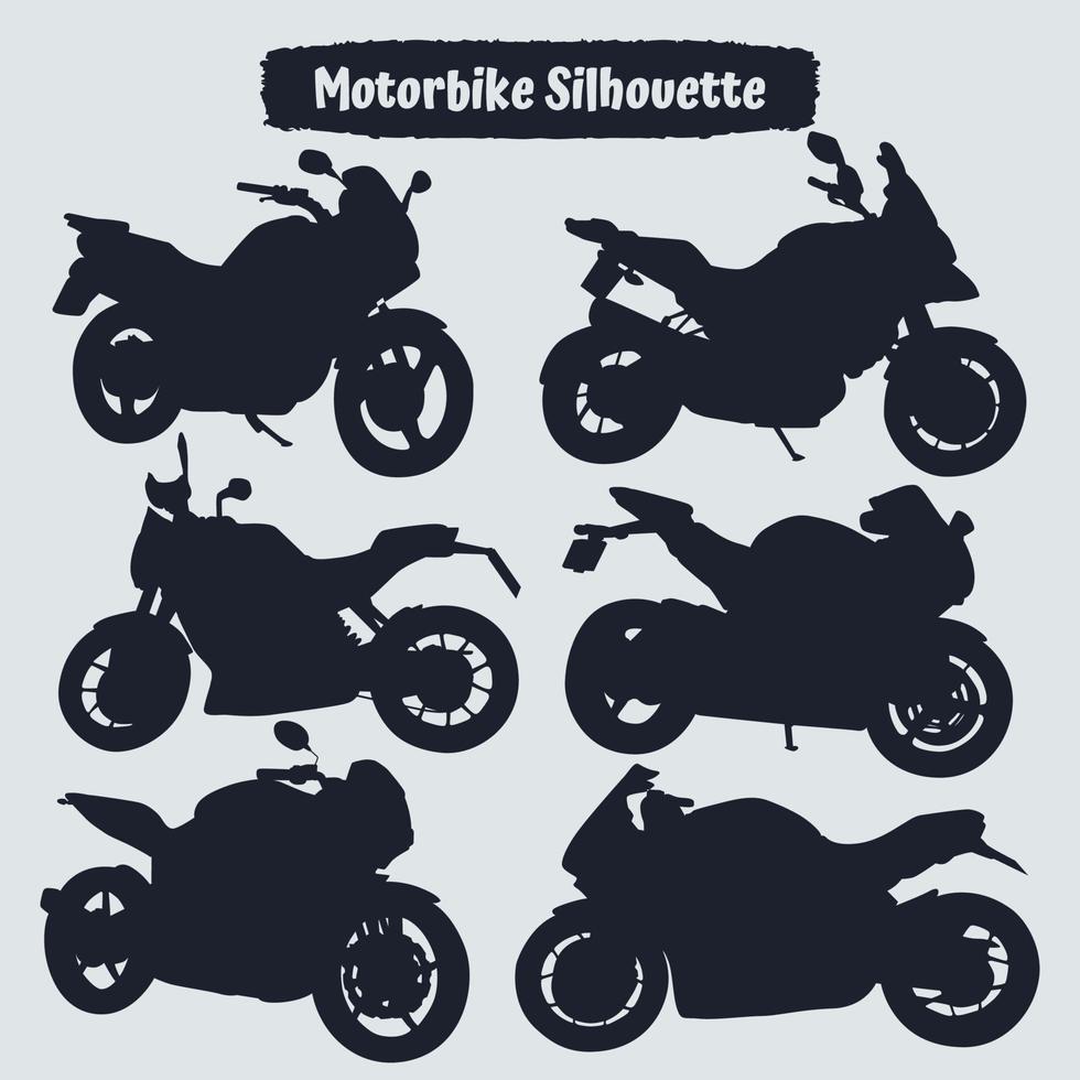 Collection of modern motorbike silhouettes vector