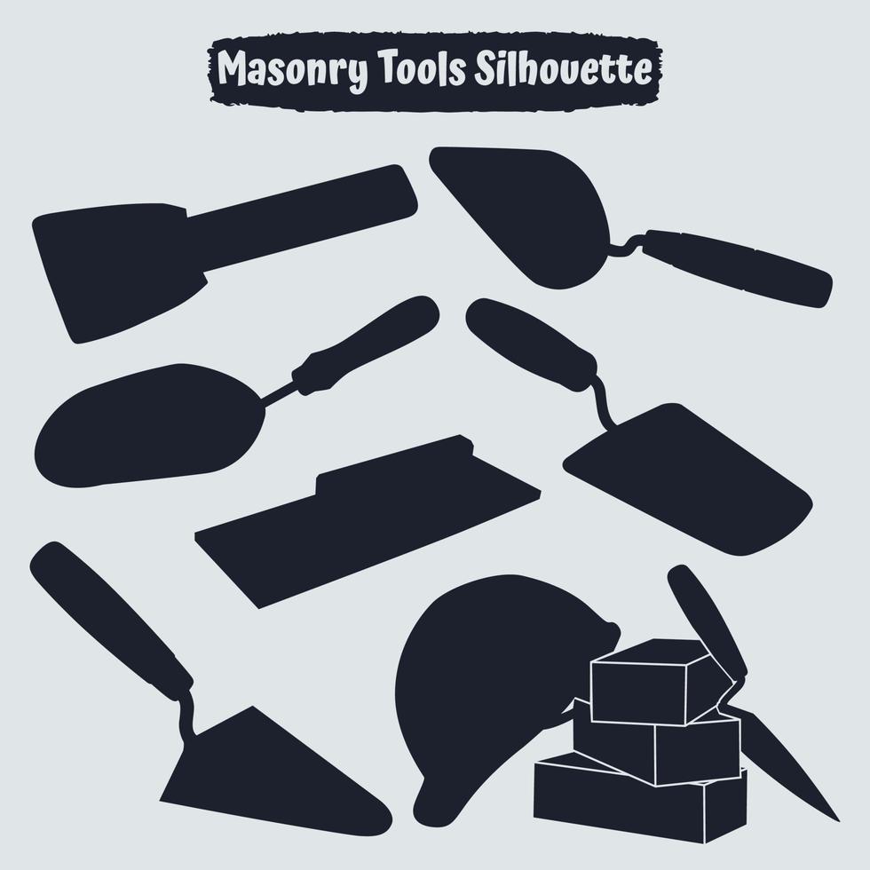 vector de siluetas de herramientas de albañilería